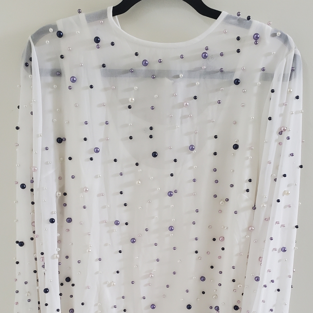 Multi Color Pearl Beaded Blouse